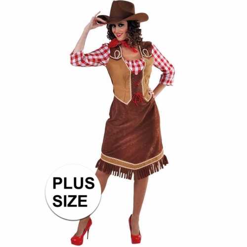 Grote maten lange cowgirl jurk geruite blouse dames
