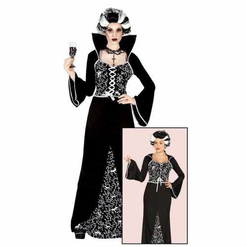 Halloween verkleedkleding draculajurk zwart/wit