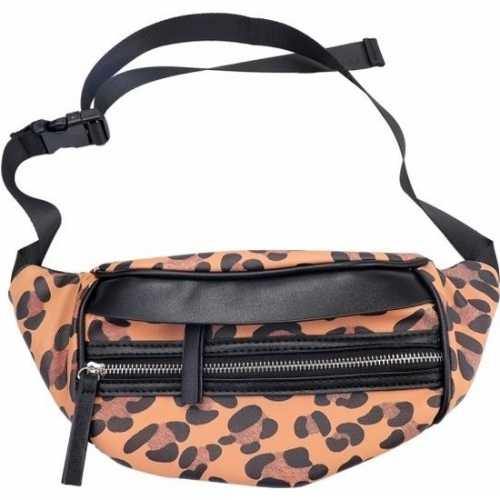 Hip heuptasje/fanny pack/schoudertasje zwart/bruin luipaardprint/pant