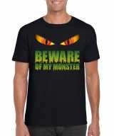 Beware of my monster halloween t-shirt zwart heren