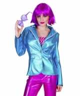 Blauwe 70s disco verkleedkleding jasje dames