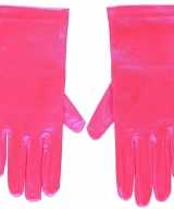 Fuchsia roze gala handschoenen kort van satijn 20