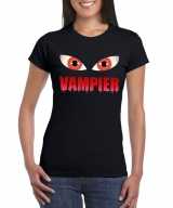 Halloween vampier ogen t-shirt zwart dames