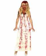 Horrorkleding lange witte jurk bloed