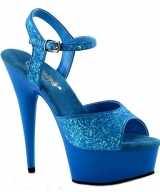 Neon blauwe glitter sandalen