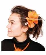 Oranje hawaii haarclip
