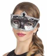 Zwart zilver glitter oog masker dames