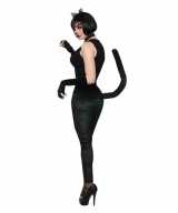 Zwarte fluwelen katten poezen pak legging staart