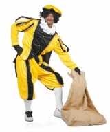 Zwarte pietenpak luxe geel zwart